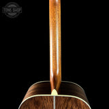 Back of neck of Martin Custom Shop Slope Shoulder Dread 1935 Sunburst 28 Style Adirondack / Wild Grain East Indian Rosewood.