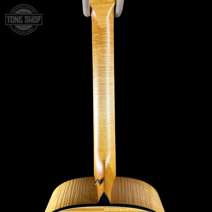 Close-up of a guitar's wooden neck and headstock on a black background with 'Tone Shop' logo.
