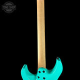 Back of neck of Charvel Custom Shop DK24 HH FR Reverse Headstock Sea Foam Green.