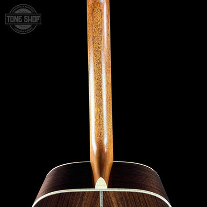 Back of neck of Martin Custom Shop Dread 14-Fret Wild Grain East Indian Rosewood.
