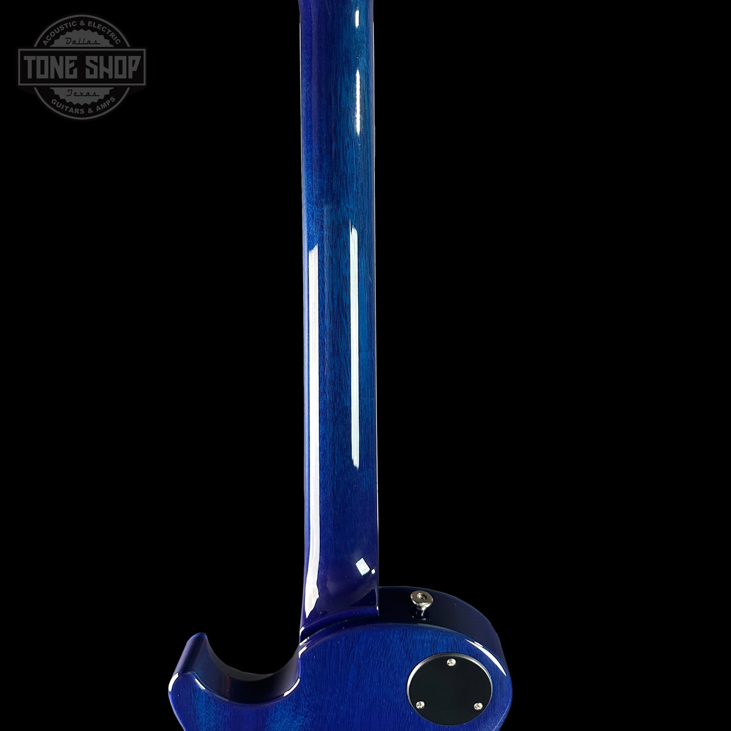 Back of neck of PRS S2 Wood Library McCarty 594 Singlecut Quilt Makena Blue.