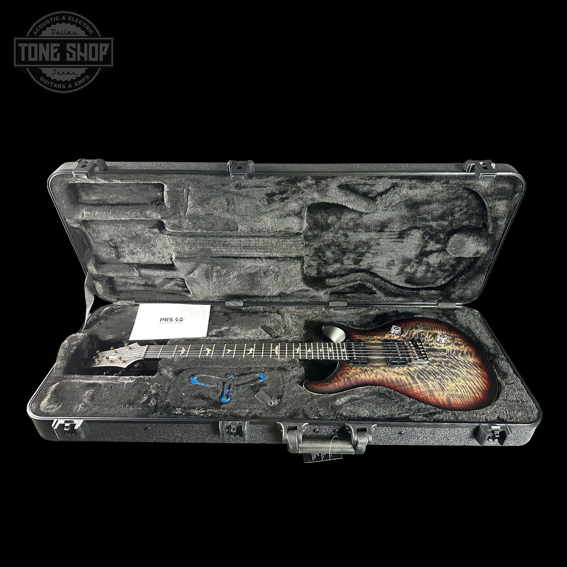 PRS 40th Anniversary Custom 24 Satin Limited Charcoal Tri-Burst in case.
