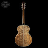 Full back of Collings SJ Custom Jet Black Top Tigerstripe Pickguard Old Growth Sitka/Bastogne Walnut.