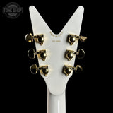 Back of headstock of Dean USA Custom Shop Cadillac Classic White.