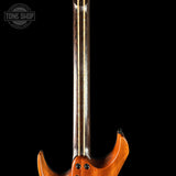 Back of neck of Dean USA Custom Shop Exile Burl Maple Top.