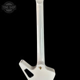 Back of neck of Dean USA Custom Shop Cadillac Classic White.