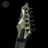 Headstock of Dean USA Custom Shop Exile Burl Maple Top.