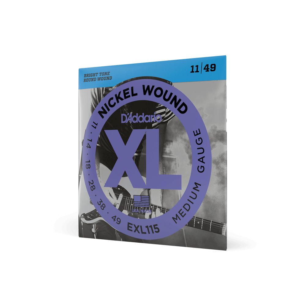 Front of D'Addario EXL115 Nickel Wound Blues/Jazz Rock Electric Strings packaging.