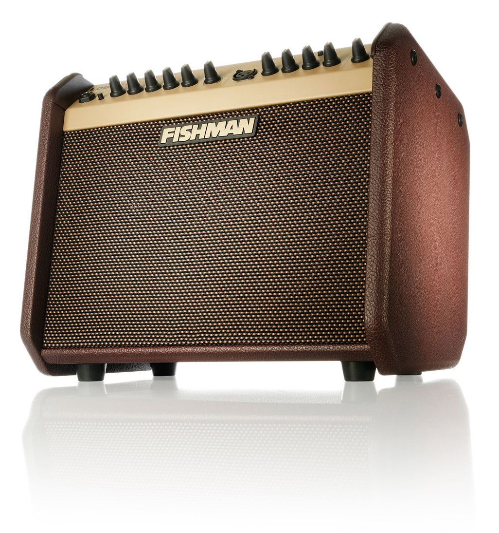 Side angle of Fishman PRO-LBT-500 Loudbox Mini Bluetooth 60 watts.