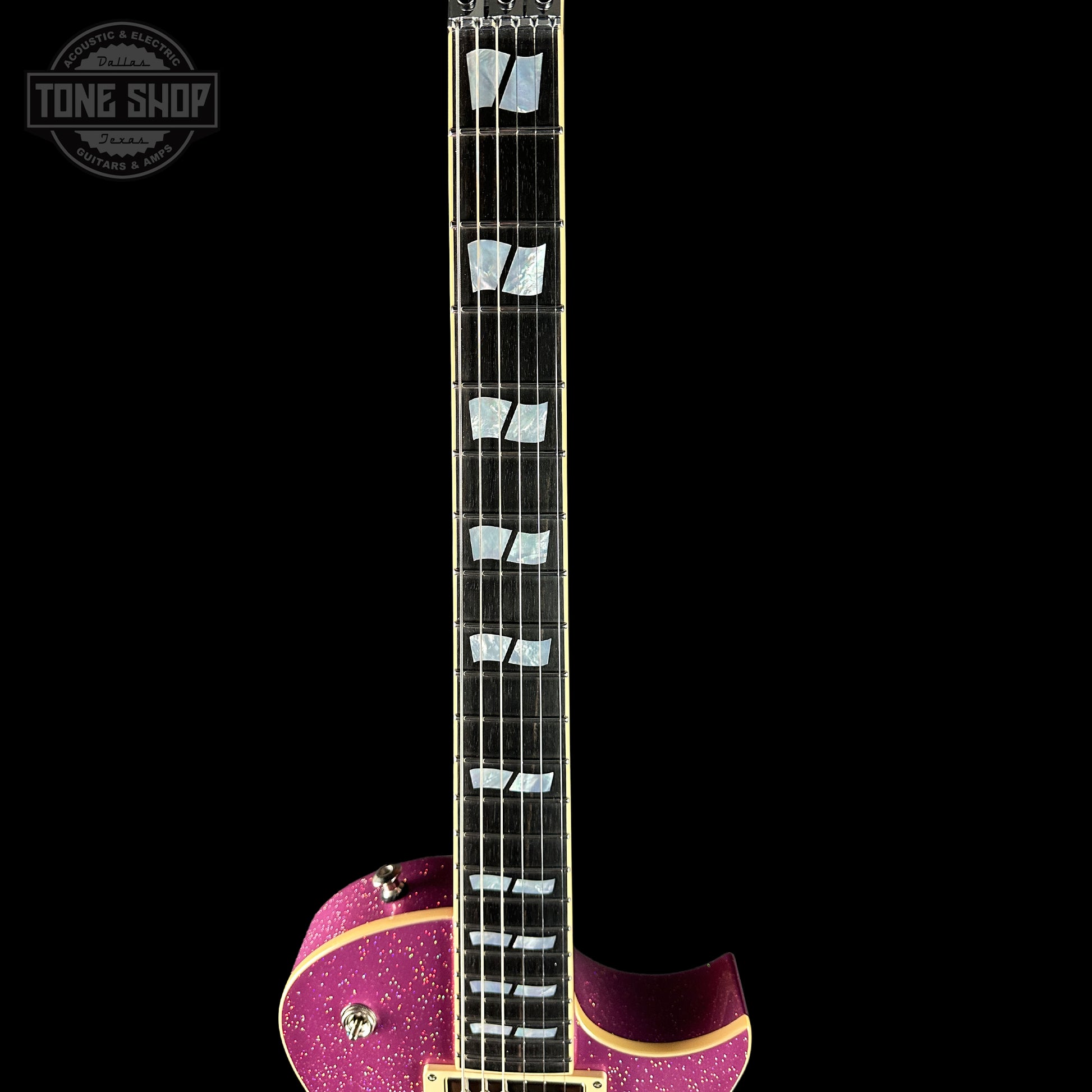 Fretboard of ESP USA Eclipse Disco Pink Sparkle.