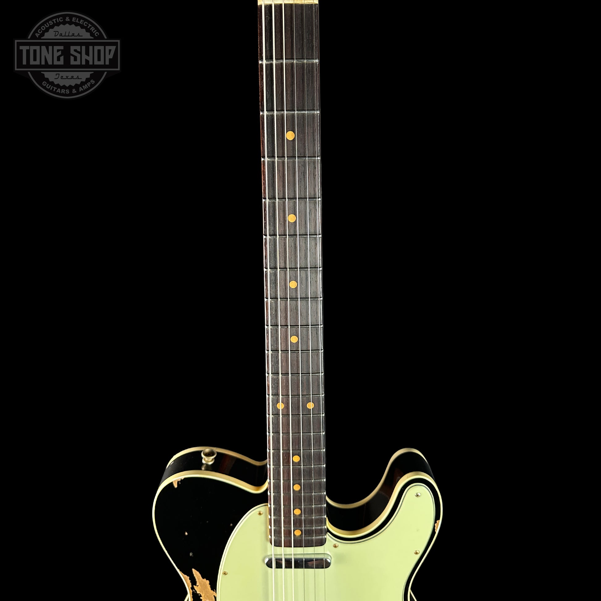 Fretboard of Fender Custom Shop Time Machine '60 Tele Custom Heavy Relic Aged Black.