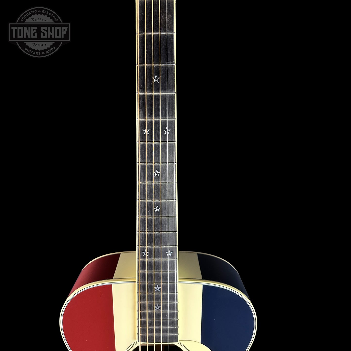 Fretboard of Martin Custom Shop OM Red/White/Blue Sitka/EIR.