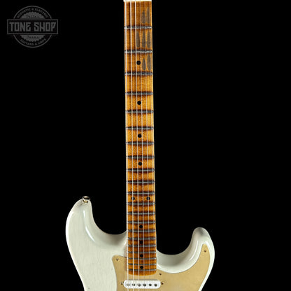 Fretboard of Fender Custom Shop Limited Edition Roasted '54 Strat Journeyman Relic '55 Desert Tan.