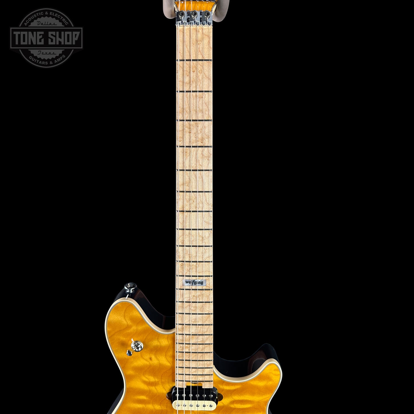 Fretboard of EVH Custom Shop USA Wolfgang 2H Trans Amber.