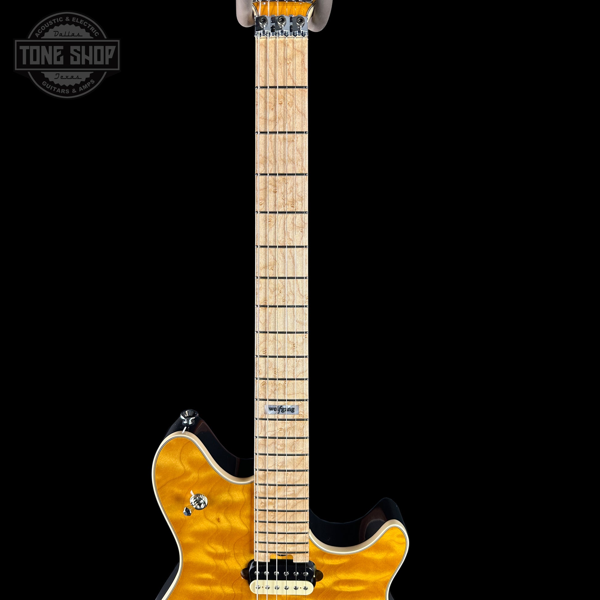 Fretboard of EVH Custom Shop USA Wolfgang 2H Trans Amber.