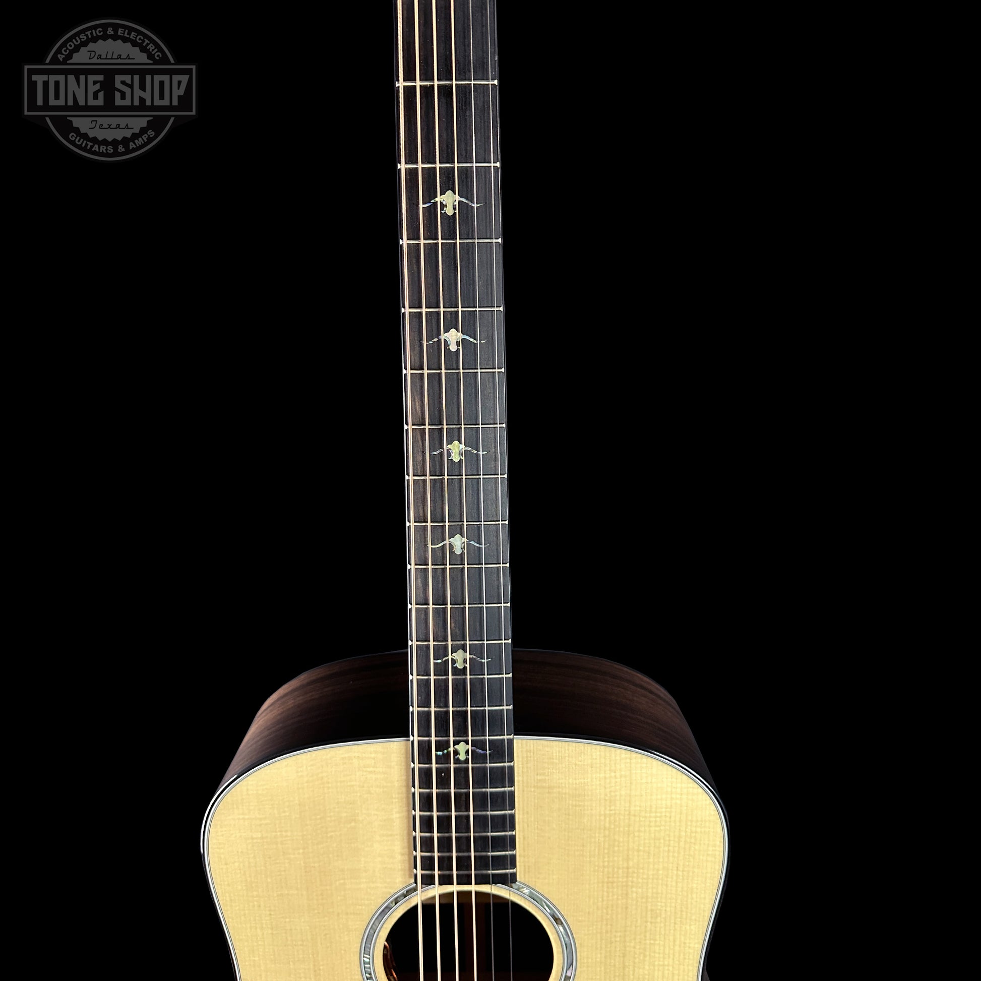Fretboard of Taylor Custom TSG Anniversary Dread Adirondack / Indian Rosewood 1207155078.
