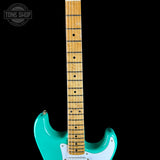 Fretboard of Fender Custom Shop 70th Anniversary 1954 Stratocaster Journeyman Relic Seafoam Green.