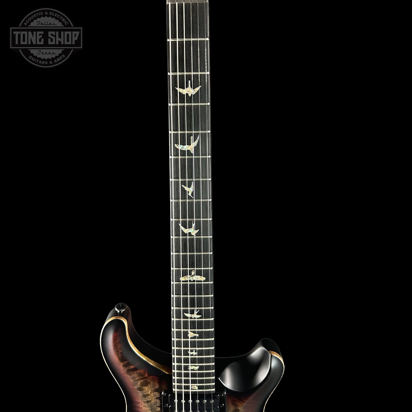 Fretboard of PRS 40th Anniversary Custom 24 Satin Limited Charcoal Tri-Burst.