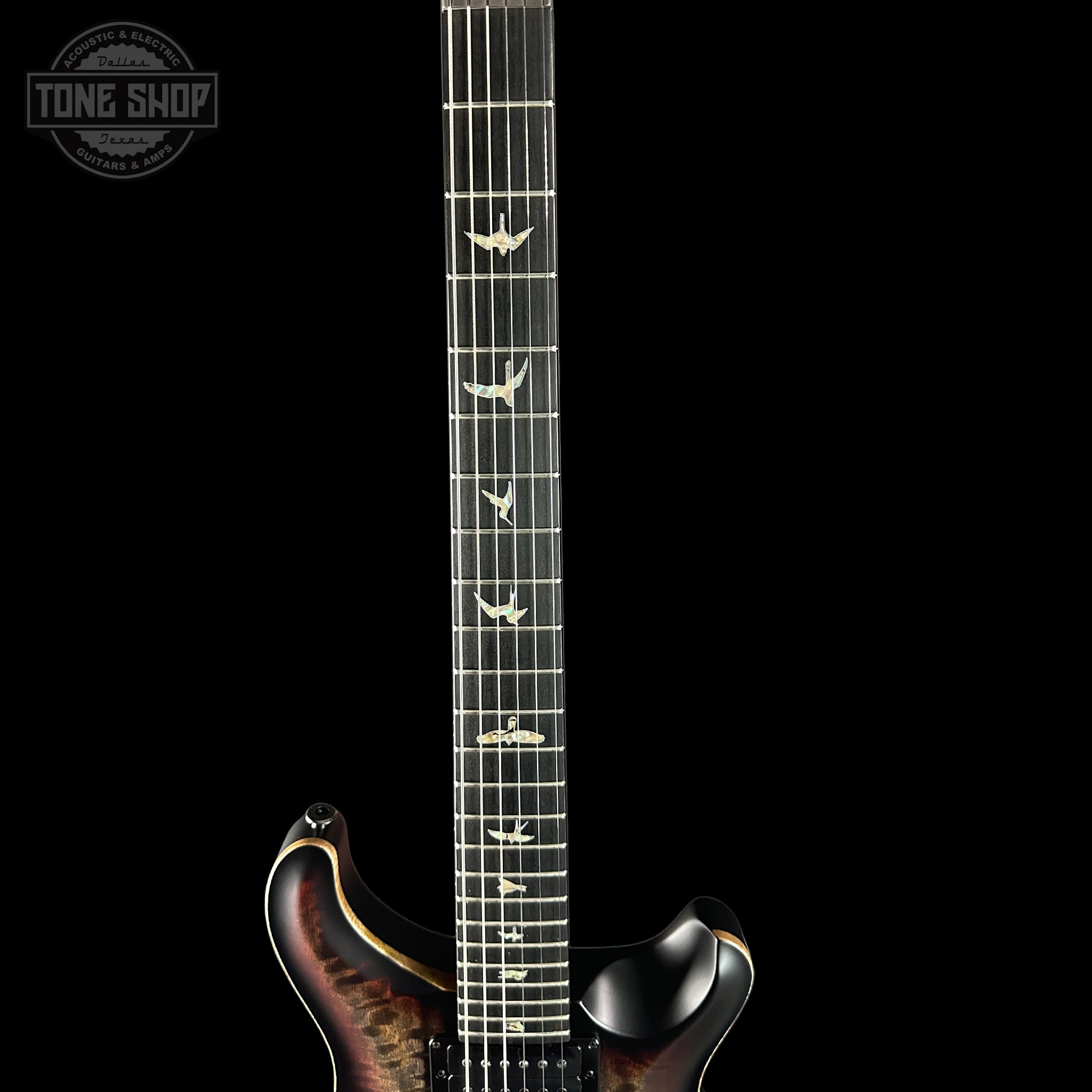 Fretboard of PRS 40th Anniversary Custom 24 Satin Limited Charcoal Tri-Burst.
