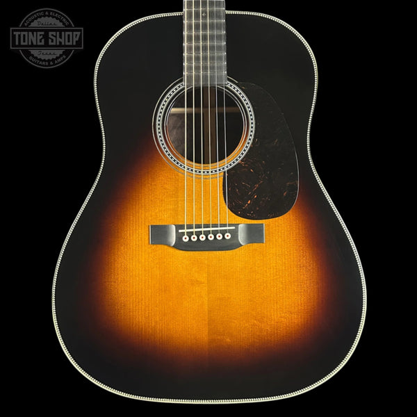 Front of Martin Custom Shop Slope Shoulder Dread 1935 Sunburst 45 Style Adirondack / Wild Grain East Indian Rosewood.