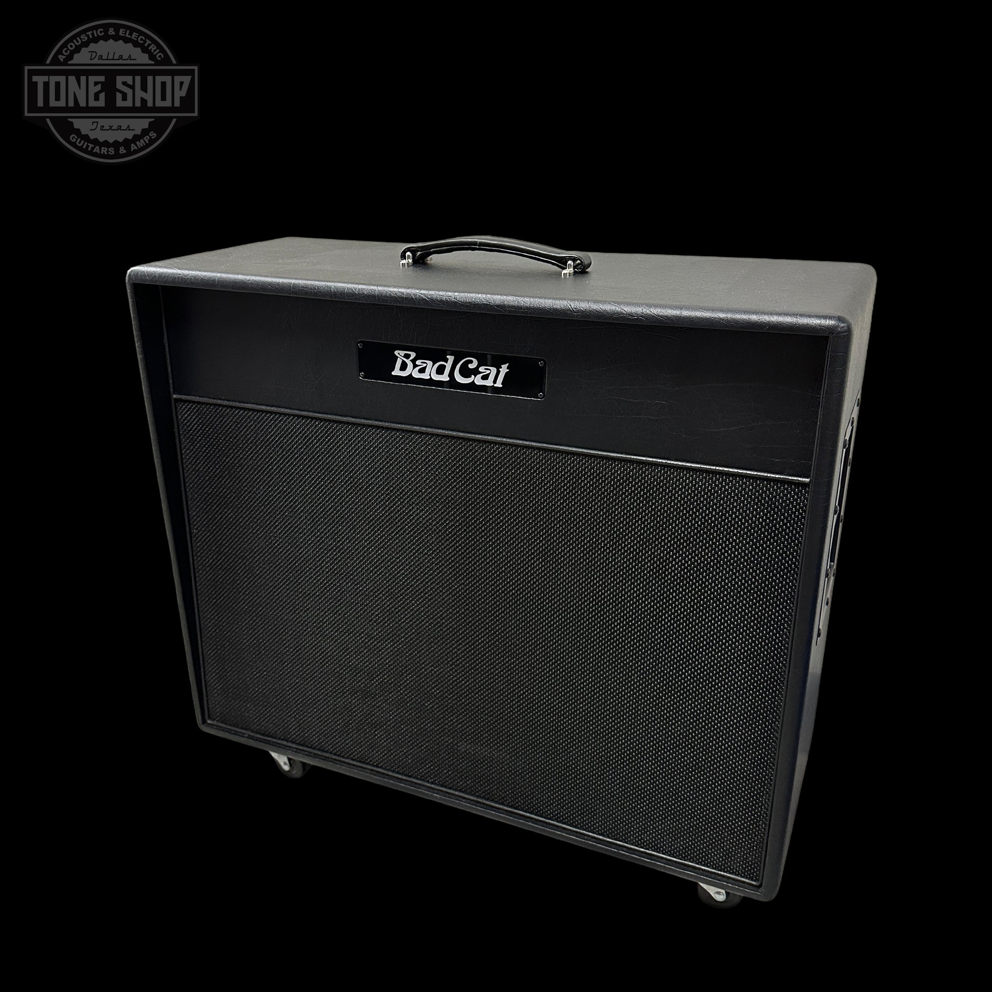 Guitar amplifier with 'Bad Cat' branding on a black background