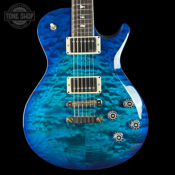 Front of PRS S2 Wood Library McCarty 594 Singlecut Quilt Lake Blue.