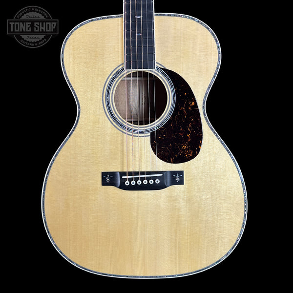 Front of Martin Custom Shop OM 41 Style Adirondack / Exceptional Broad Figure Koa.