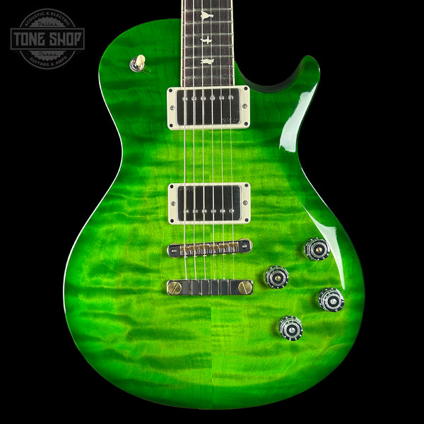 Front of PRS S2 Wood Library McCarty 594 Singlecut Quilt Eriza Verde.