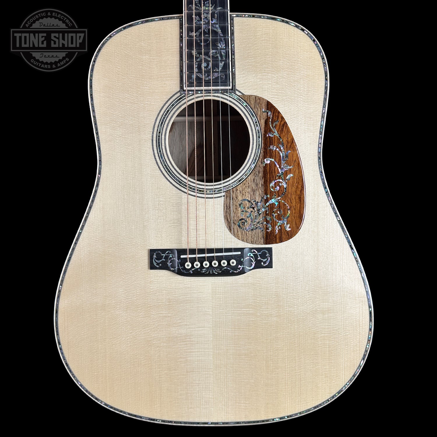 Front of Martin Custom Shop Dread 14 Fret 45 Style Adirondack / Guatemalan RW.