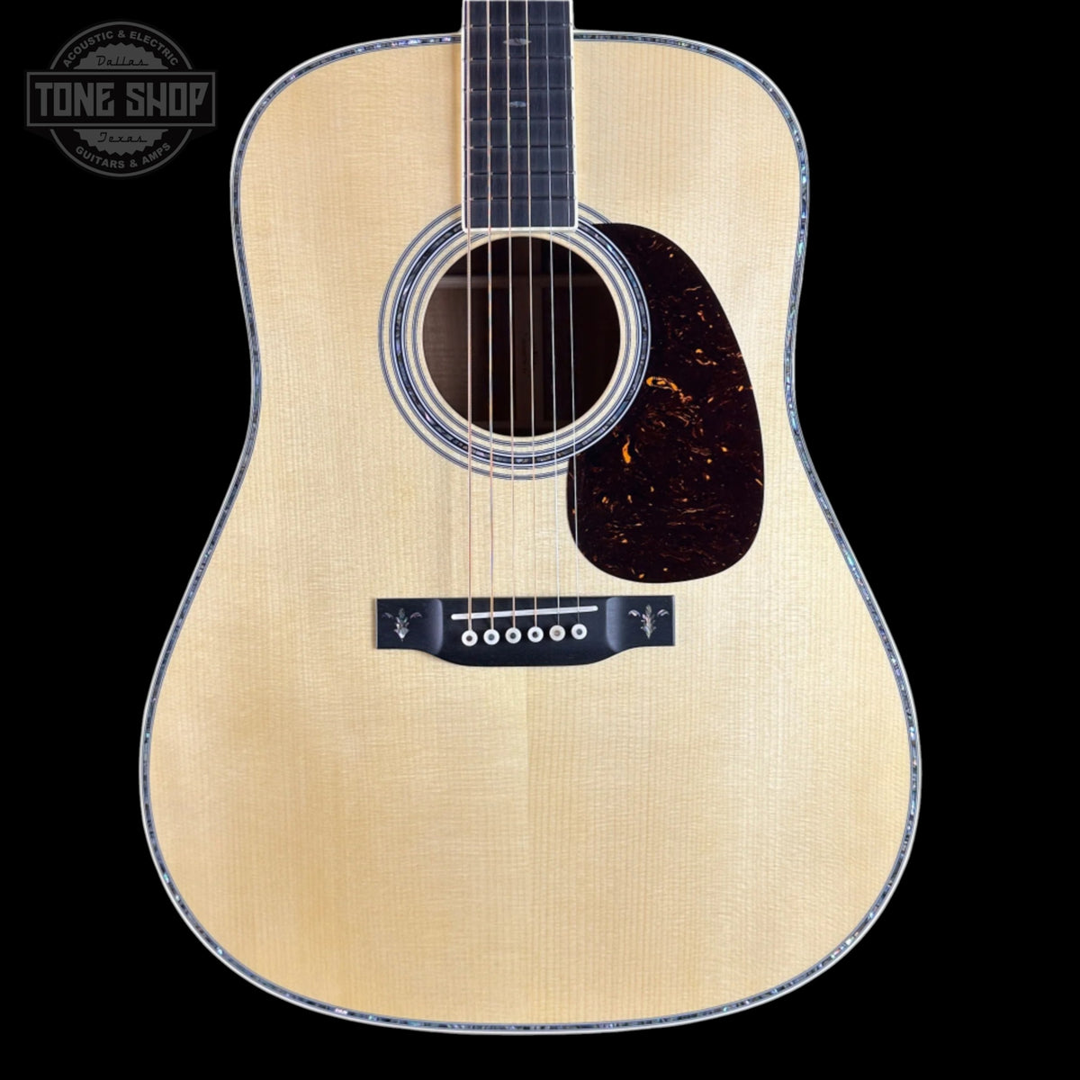 Front of Martin Custom Shop Dread 41 Style Adirondack / Exceptional Broad Figure Koa.