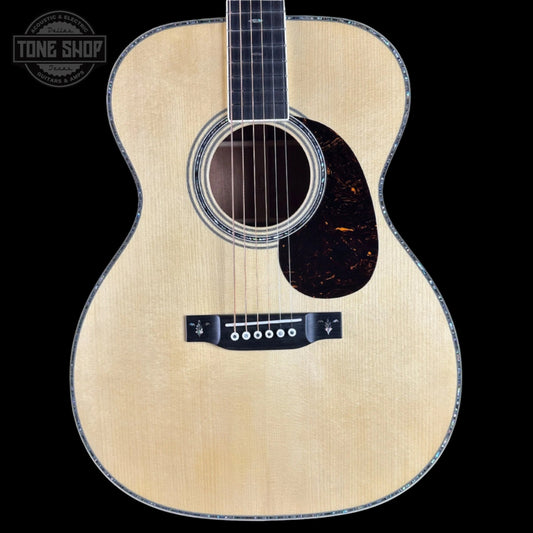 Front of Martin Custom Shop OM 41 Style Adirondack / Sinker Mahogany.