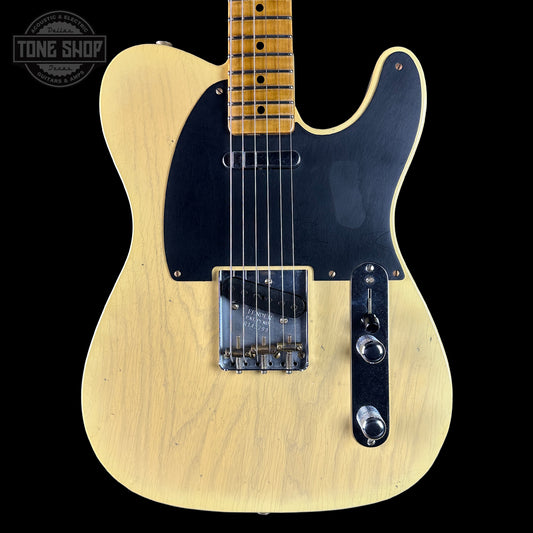 Front of Fender Custom Shop 1951 Nocaster Journeyman Relic Nocaster Blonde.