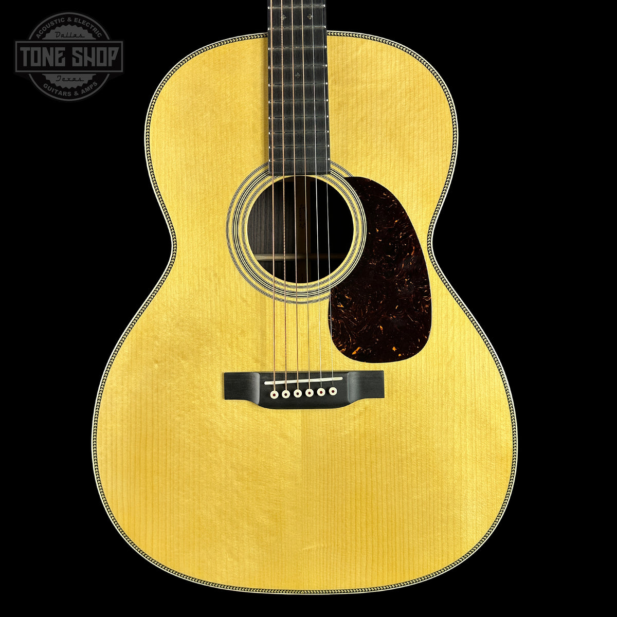 Front of Martin Custom Shop M-12 Fret ADI Spruce/East Indian Rosewood.