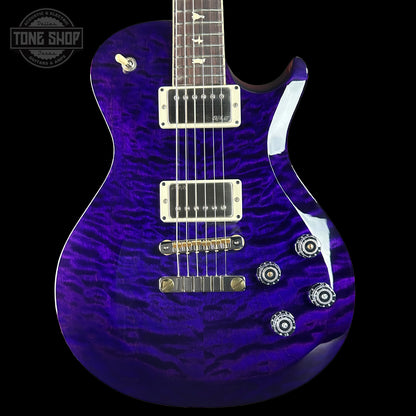 Front of PRS S2 Wood Library McCarty 594 Singlecut Quilt Purple.