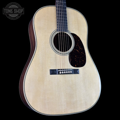 Front angle of Martin Custom Shop Dread 12-Fret Wild Grain East Indian Rosewood.