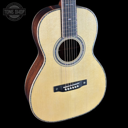 Front angle of Martin Custom Shop 00-12F 45 Style Adirondack/Wild Grain East Indian Rosewood.