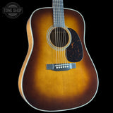 Front angle of Martin Custom Shop Dread 28 Style 1933 Ambertone Adirondack / Guatemalan Rosewood.