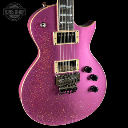 Front angle of ESP USA Eclipse Disco Pink Sparkle.