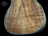 Back angle of Martin Custom Shop OM 45 Style Adirondack/Exceptional Broad Figure Koa.