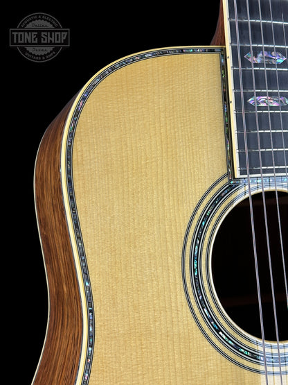 Shoulder of Martin Custom Shop Dread 14-Fret Guatemalan Rosewood.