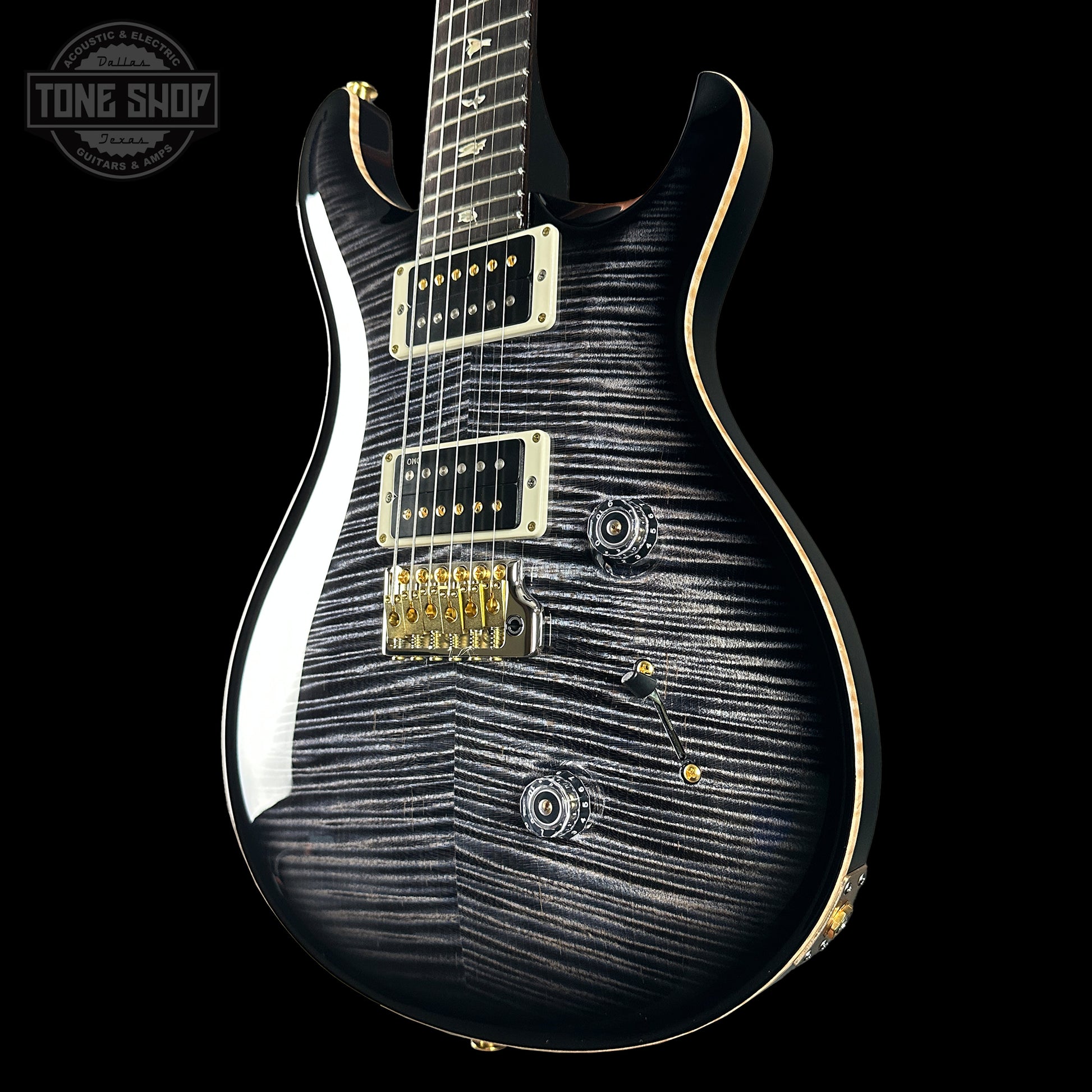 Front angle of PRS Custom 24 10 Top Purple Mist.