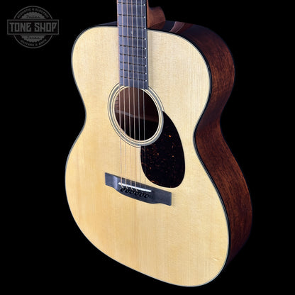 Front angle of Martin Custom Shop 000 14-Fret Jaguar Claw Mahogany.