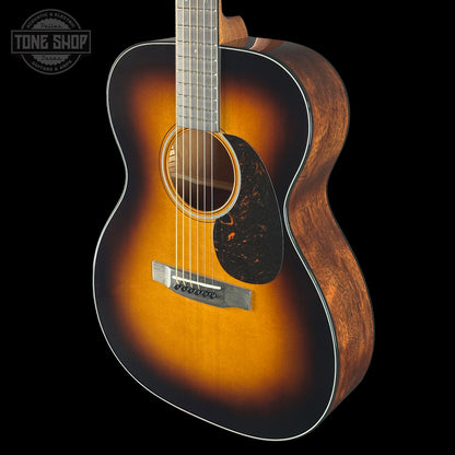 Front angle of Martin Custom Shop 000 14-Fret Jaguar Claw Mahogany Sunburst.