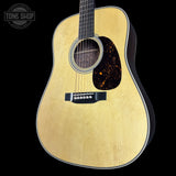 Front angle of Martin Custom Shop Dread 28 Style Adirondack / Wild Grain East Indian Rosewood.