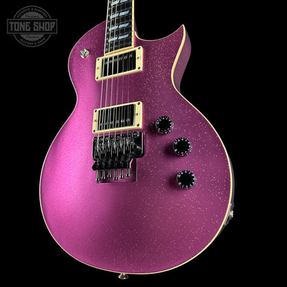Front angle of ESP USA Eclipse Disco Pink Sparkle.
