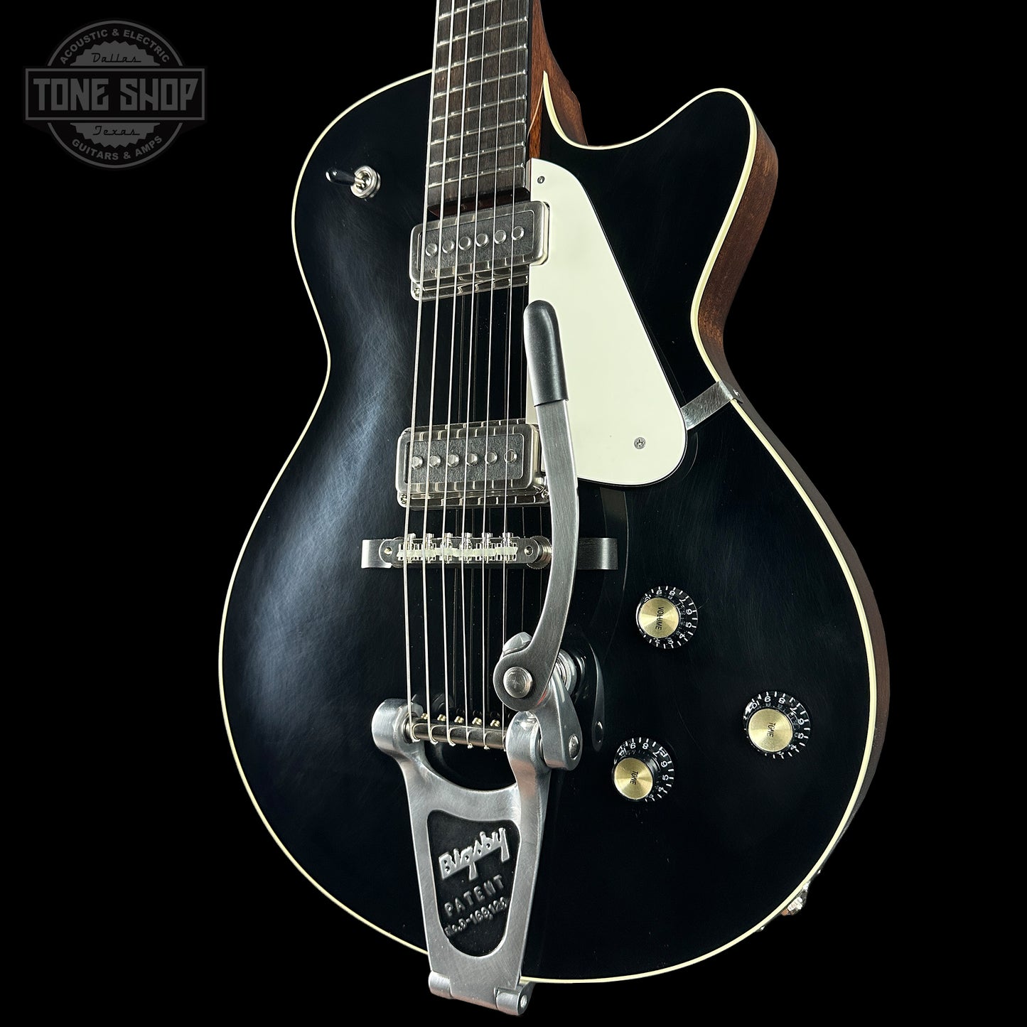 Front angle of Collings 470-JL Antiqued Black.