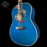 Front angle of Taylor 2025 Namm Custom #41 Grand Pacific Aquamarine Koi Motif.