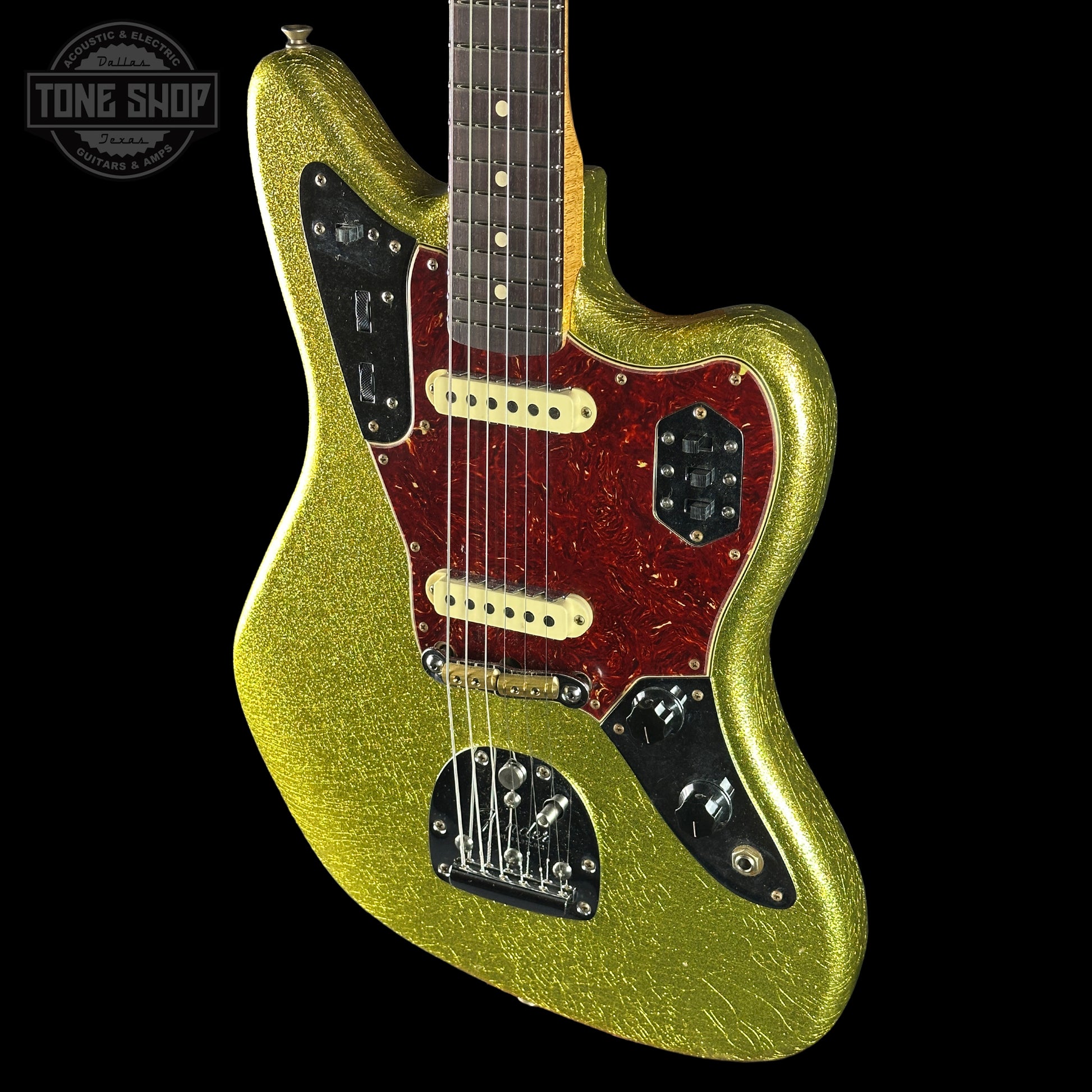 Front angle of Fender Custom Shop 1962 Jaguar Journeyman Relic PHC CHSP.