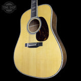 Front angle of Martin Custom Shop Dread 45 Style Adirondack/Exceptional Broad Figure Koa.