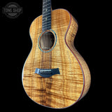 Front angle of Taylor 2025 Namm Custom #40 Grand Concert AA Koa.